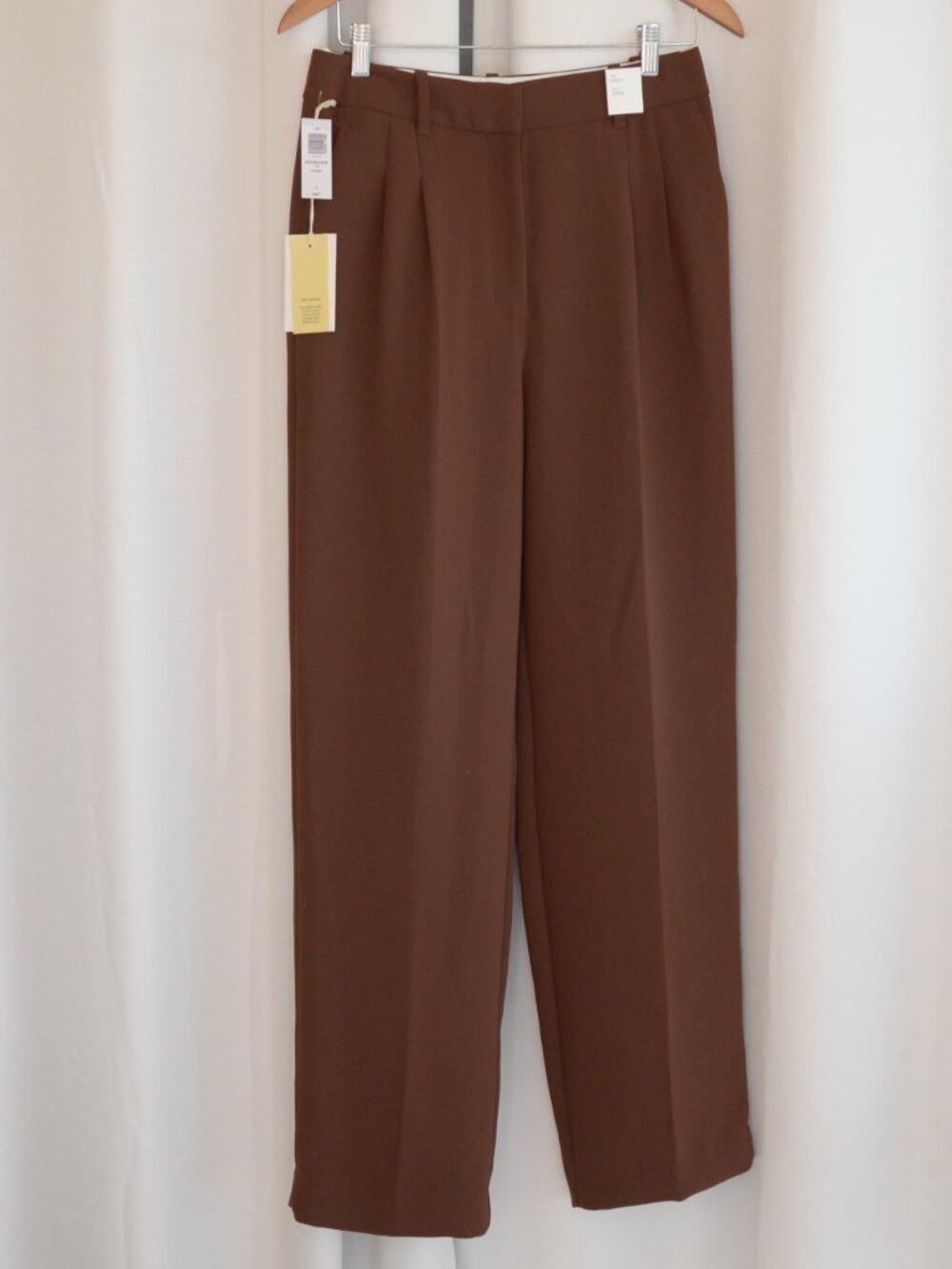 NWT Aritzia Wilfred Effortless Pants Brown Cognac Sz 8 - Picture 2 of 7